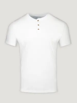 White Short Sleeve Henley