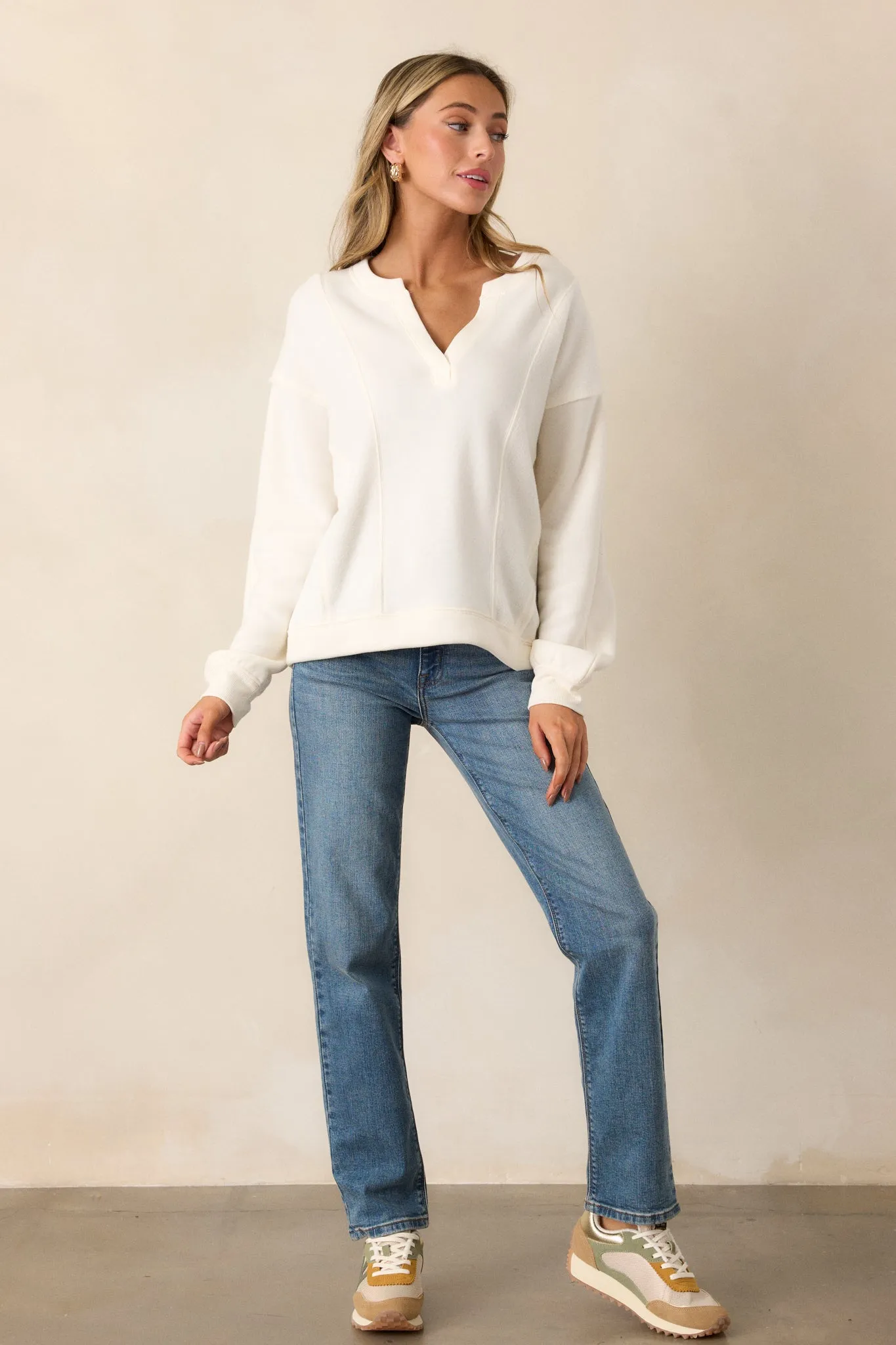 Z Supply Out Of Towner Sea Salt Ivory Sweatshirt