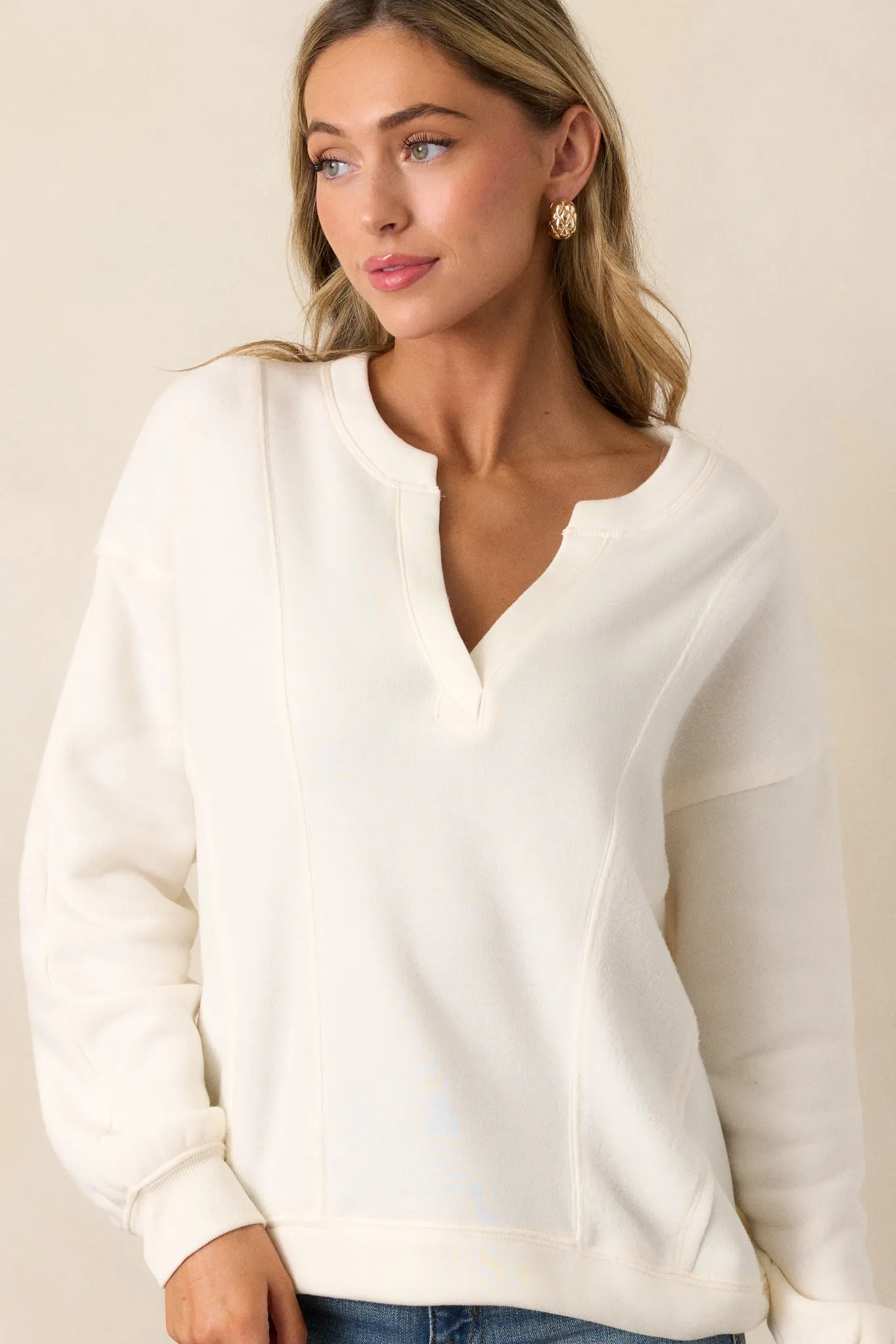 Z Supply Out Of Towner Sea Salt Ivory Sweatshirt