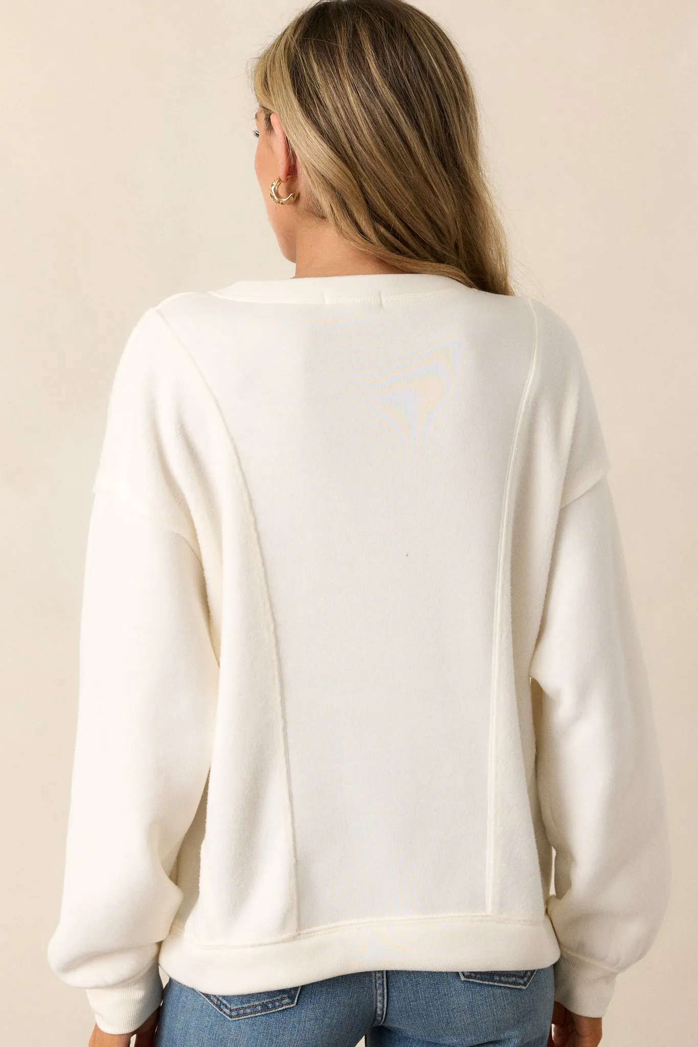 Z Supply Out Of Towner Sea Salt Ivory Sweatshirt